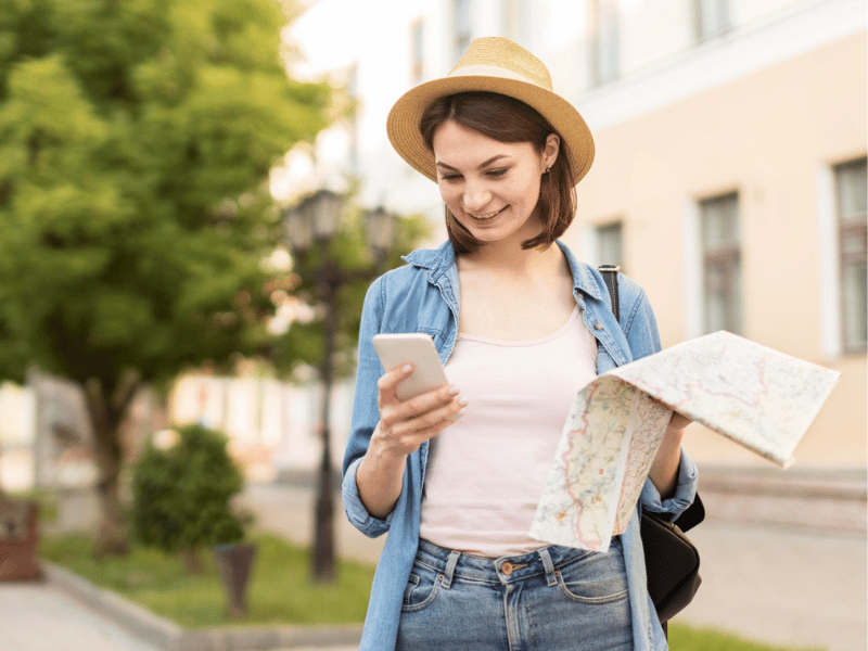 Local business owner checking location-based search visibility on a smartphone